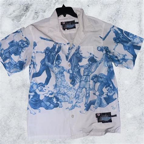 prada button up with blue demons on it|Men's Prada Shirts for Men .